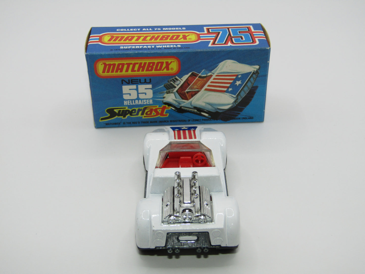 Matchbox Superfast 55C Hellraiser White Unpainted Base Stars & Stripes