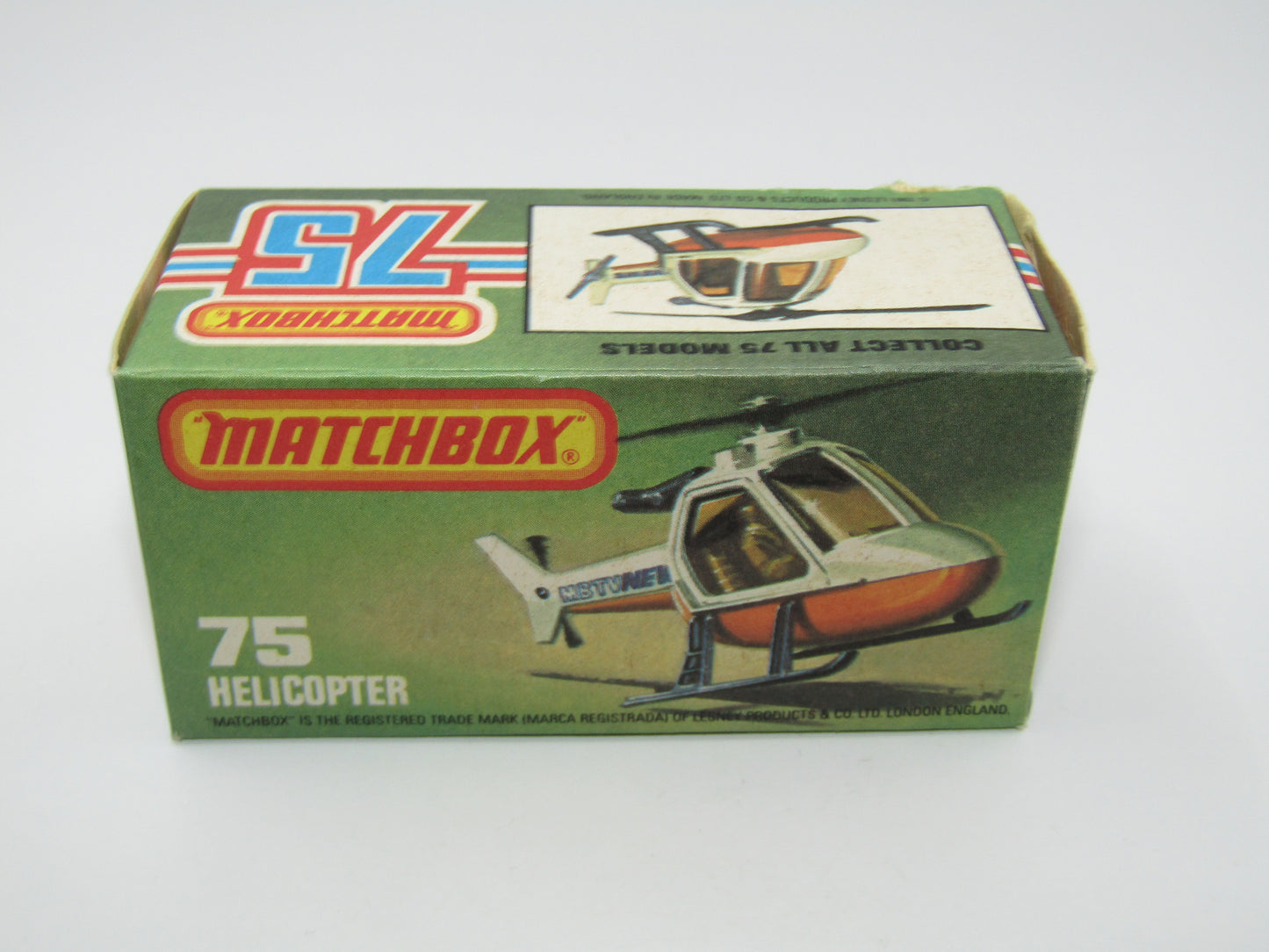 Matchbox Superfast 75D Helicopter "36 Police Tampo" Clear Windows, Black Legs