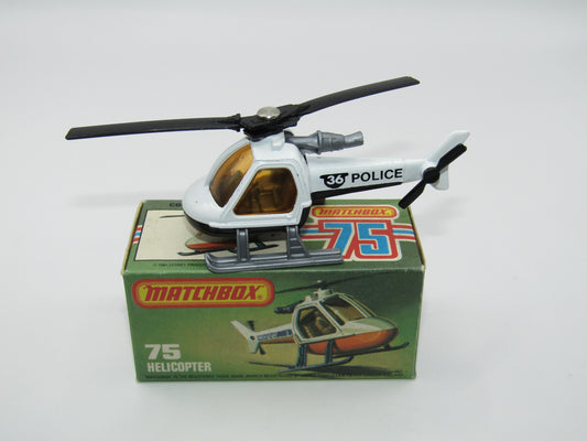 Matchbox Superfast 75D Helicopter "36 Police Tampo" Amber Windows and Silver Legs