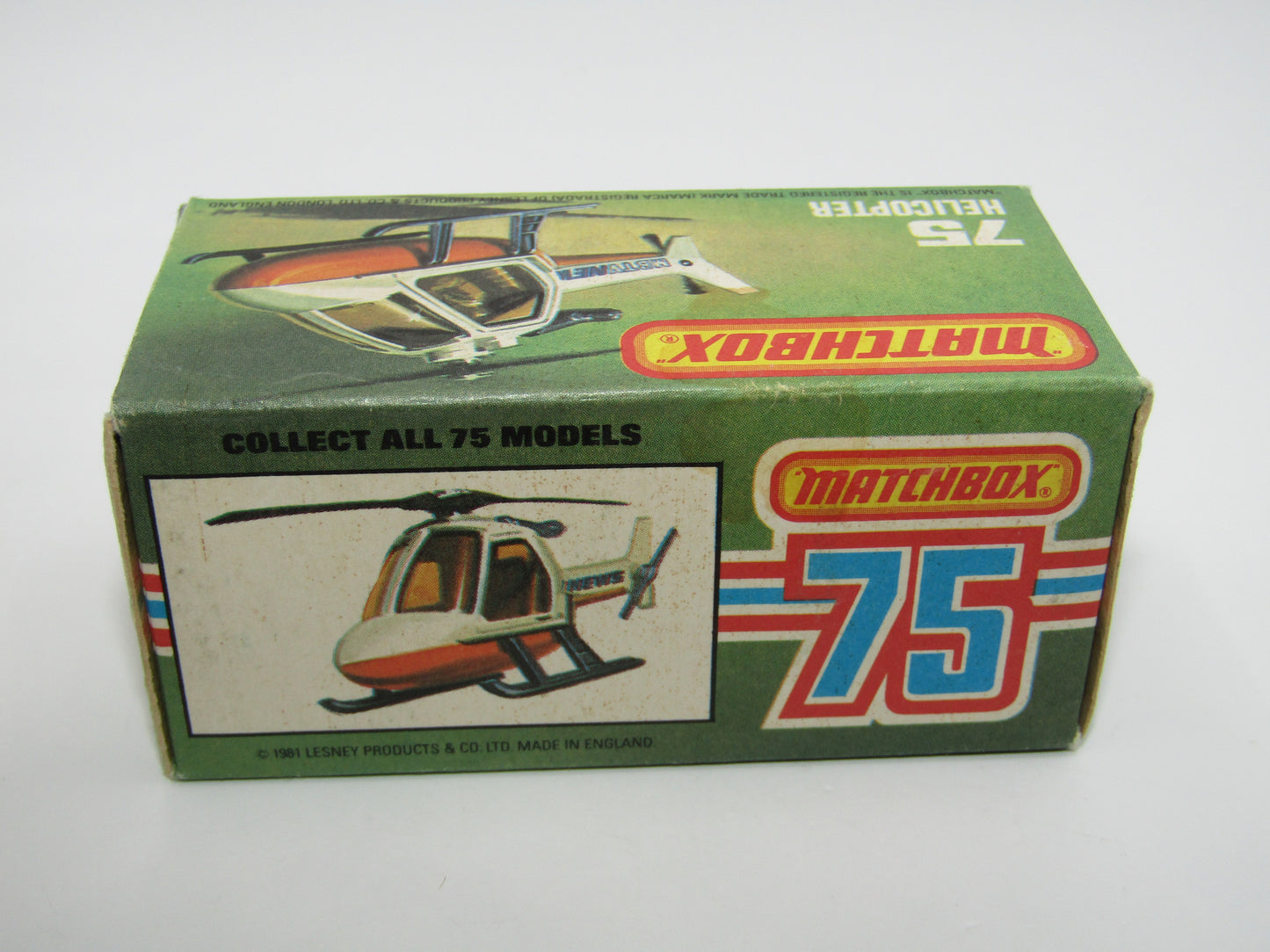 Matchbox Superfast 75D Helicopter "36 Police Tampo" Amber Windows and Silver Legs
