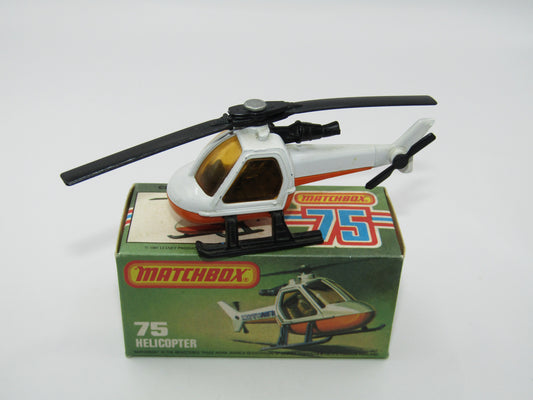 Matchbox Superfast 75D Helicopter "MBTV News" Tampo ONE SIDE ONLY, Amber Windows Black Legs