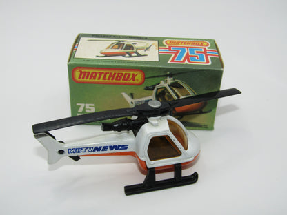Matchbox Superfast 75D Helicopter "MBTV News" Tampo ONE SIDE ONLY, Amber Windows Black Legs