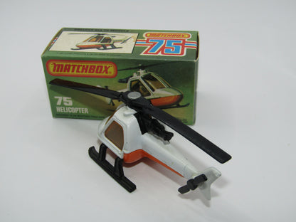 Matchbox Superfast 75D Helicopter "MBTV News" Tampo ONE SIDE ONLY, Amber Windows Black Legs