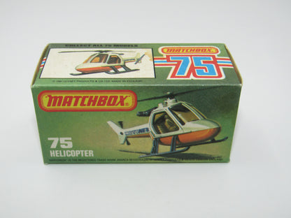 Matchbox Superfast 75D Helicopter "MBTV News" Tampo ONE SIDE ONLY, Amber Windows Black Legs