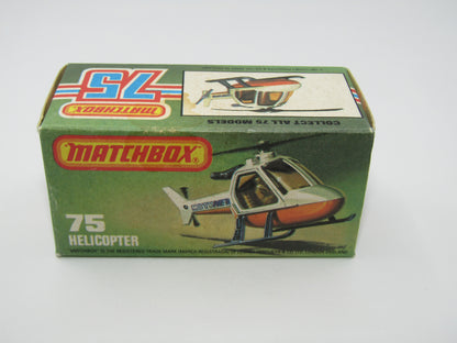 Matchbox Superfast 75D Helicopter "MBTV News" Tampo ONE SIDE ONLY, Amber Windows Black Legs