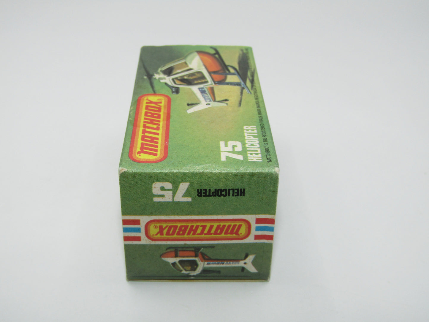 Matchbox Superfast 75D Helicopter "MBTV News" Tampo ONE SIDE ONLY, Amber Windows Black Legs