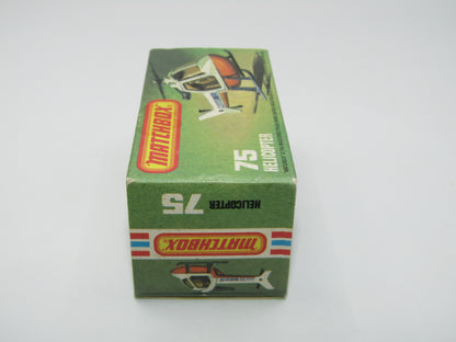 Matchbox Superfast 75D Helicopter "MBTV News" Tampo ONE SIDE ONLY, Amber Windows Black Legs