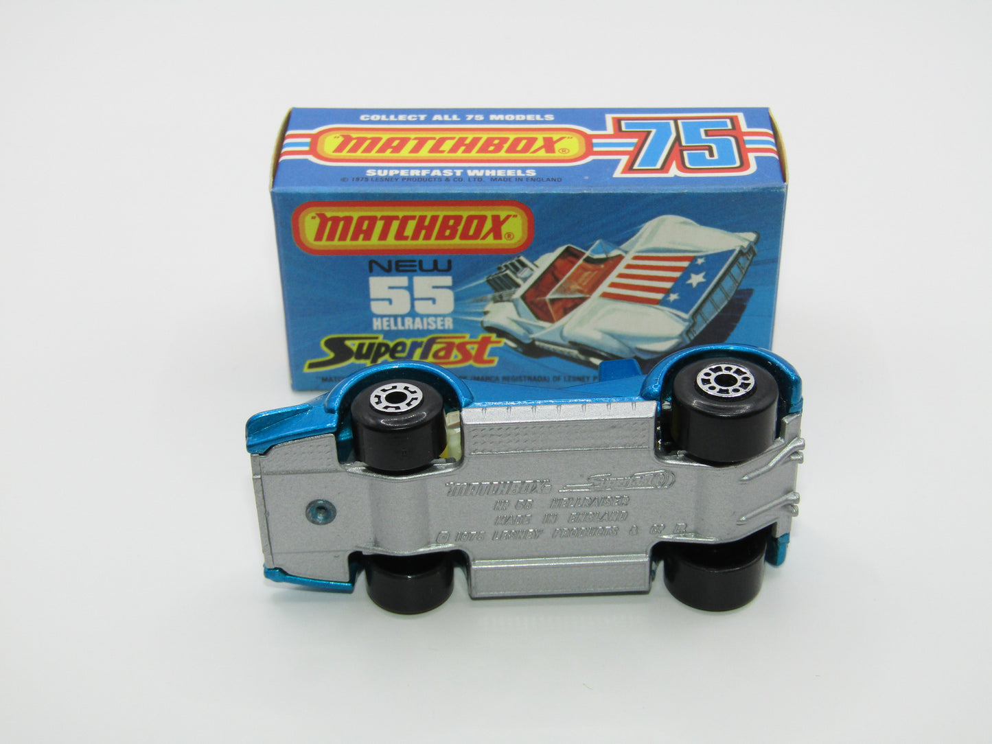 Matchbox Superfast 55C Hellraiser Blue "3" Label, Silver Base
