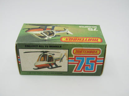 Matchbox Superfast 75D Helicopter "MBTV News" Tampo ONE SIDE ONLY, Amber Windows Black Legs