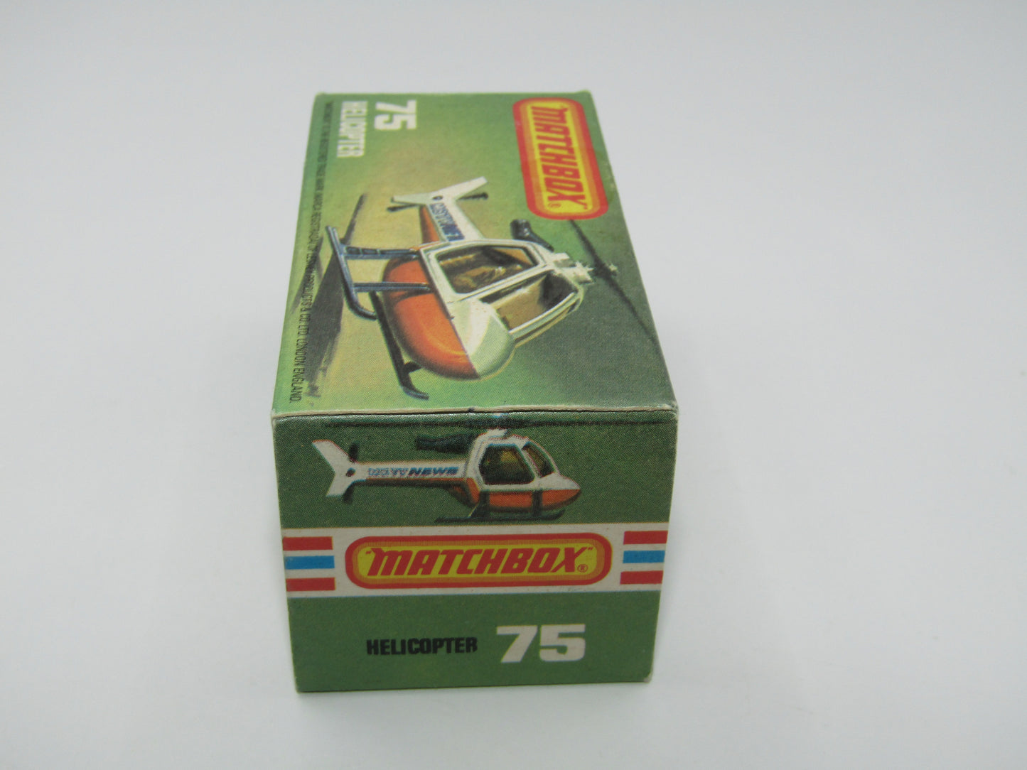 Matchbox Superfast 75D Helicopter "MBTV News" Tampo ONE SIDE ONLY, Amber Windows Black Legs