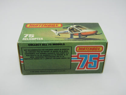 Matchbox Superfast 75D Helicopter "MBTV News" Tampo ONE SIDE ONLY, Amber Windows Black Legs