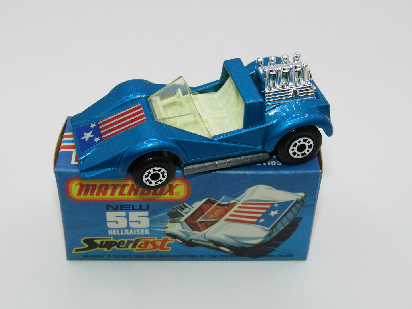 Matchbox Superfast 55C Hellraiser Blue Stars & Stripes UNPAINTED Base