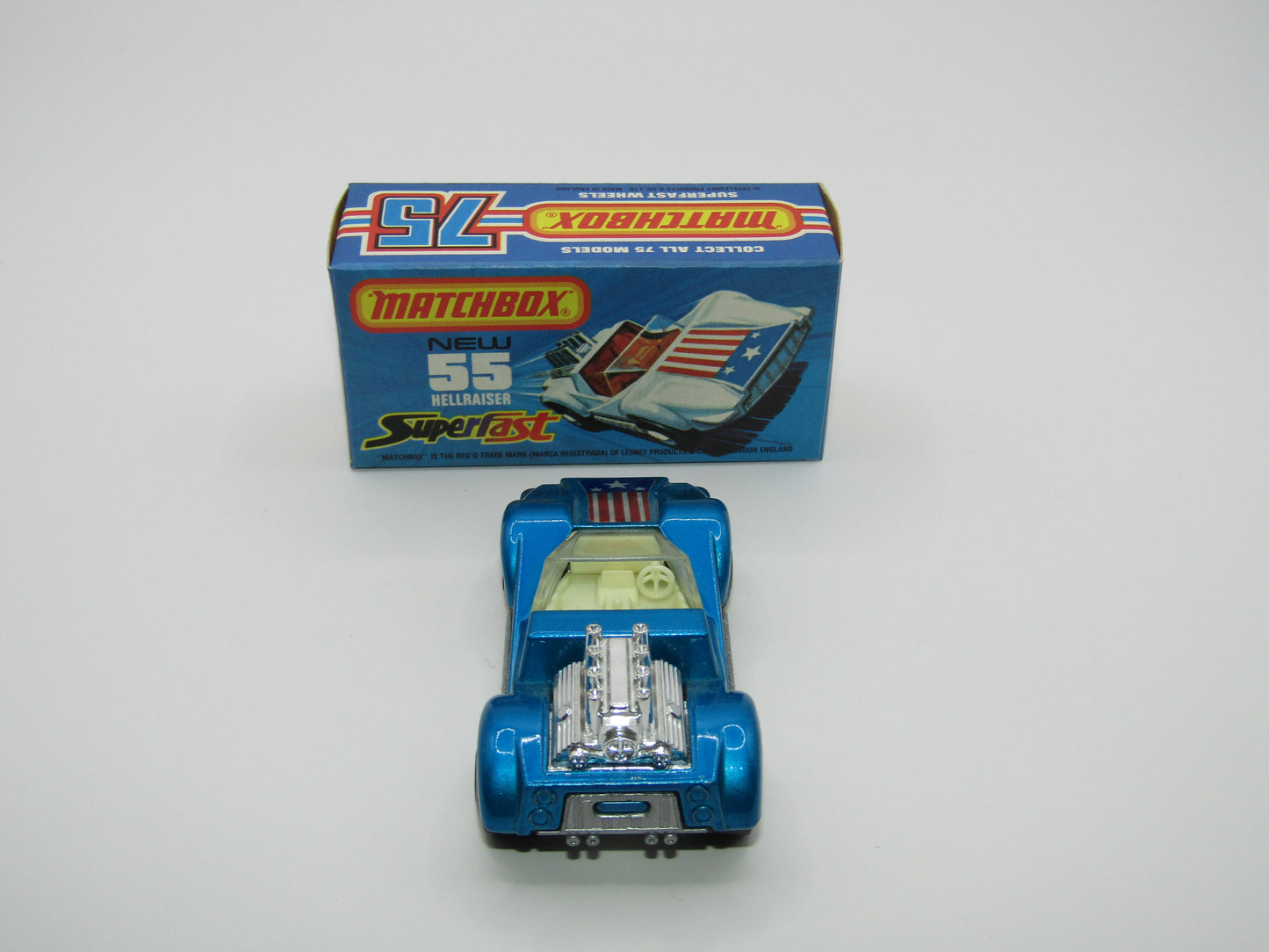 Matchbox Superfast 55C Hellraiser Blue Stars & Stripes Silver base