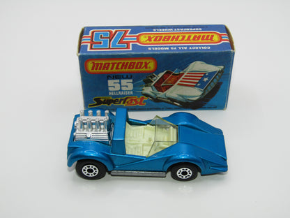 Matchbox Superfast 55C Hellraiser Blue NO LABELS Silver base