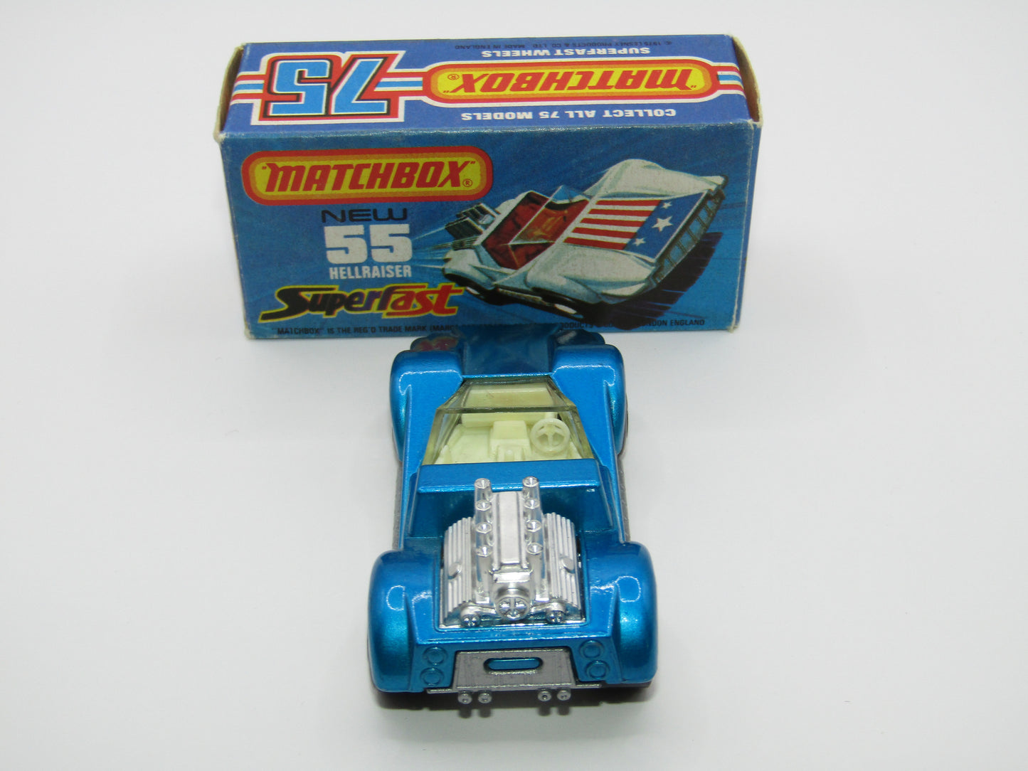 Matchbox Superfast 55C Hellraiser Blue NO LABELS Silver base