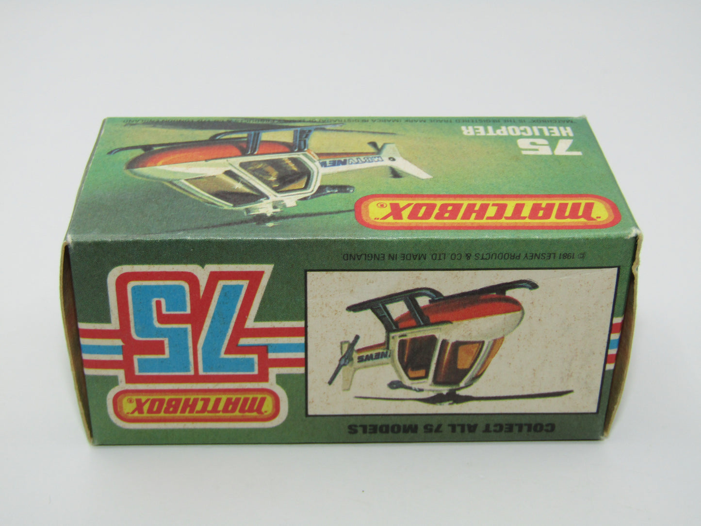 Matchbox Superfast 75D Helicopter "600 Tampo" Amber Glass and Silver Legs
