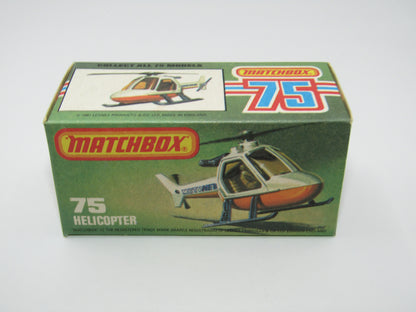 Matchbox Superfast 75D Helicopter "600 Tampo" Amber Glass, Black Legs Orange Base