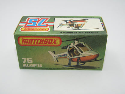 Matchbox Superfast 75D Helicopter "600 Tampo" Amber Glass, Black Legs Orange Base