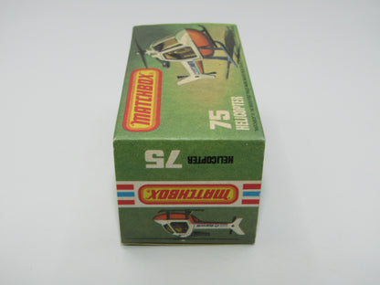 Matchbox Superfast 75D Helicopter "600 Tampo" Amber Glass, Black Legs Orange Base