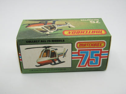 Matchbox Superfast 75D Helicopter "600 Tampo" Amber Glass, Black Legs Orange Base