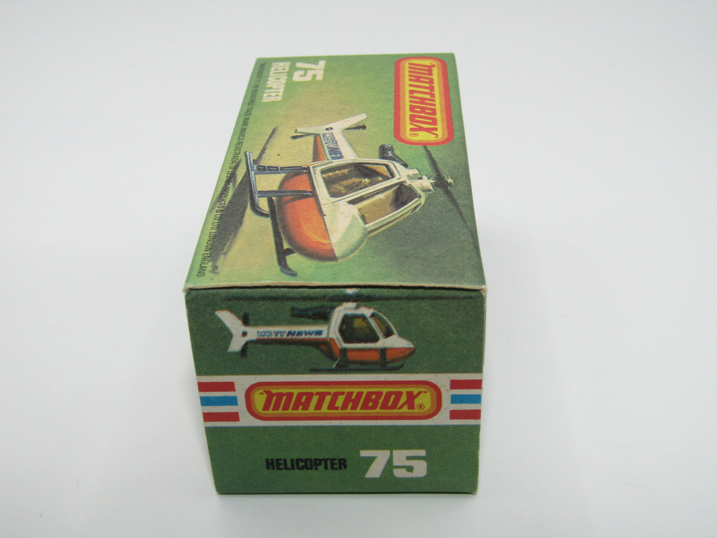 Matchbox Superfast 75D Helicopter "600 Tampo" Amber Glass, Black Legs Orange Base