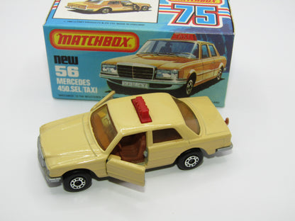 Matchbox Superfast 56D Mercedes 450SEL Taxi AMBER Win BROWN Interior