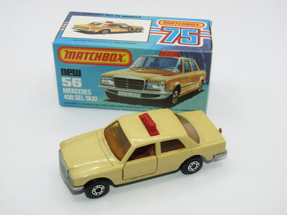 Matchbox Superfast 56D Mercedes 450SEL Taxi AMBER Win BROWN Interior