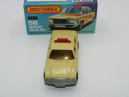 Matchbox Superfast 56D Mercedes 450SEL Taxi AMBER Win BROWN Interior