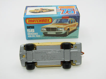 Matchbox Superfast 56D Mercedes 450SEL Taxi AMBER Win BROWN Interior