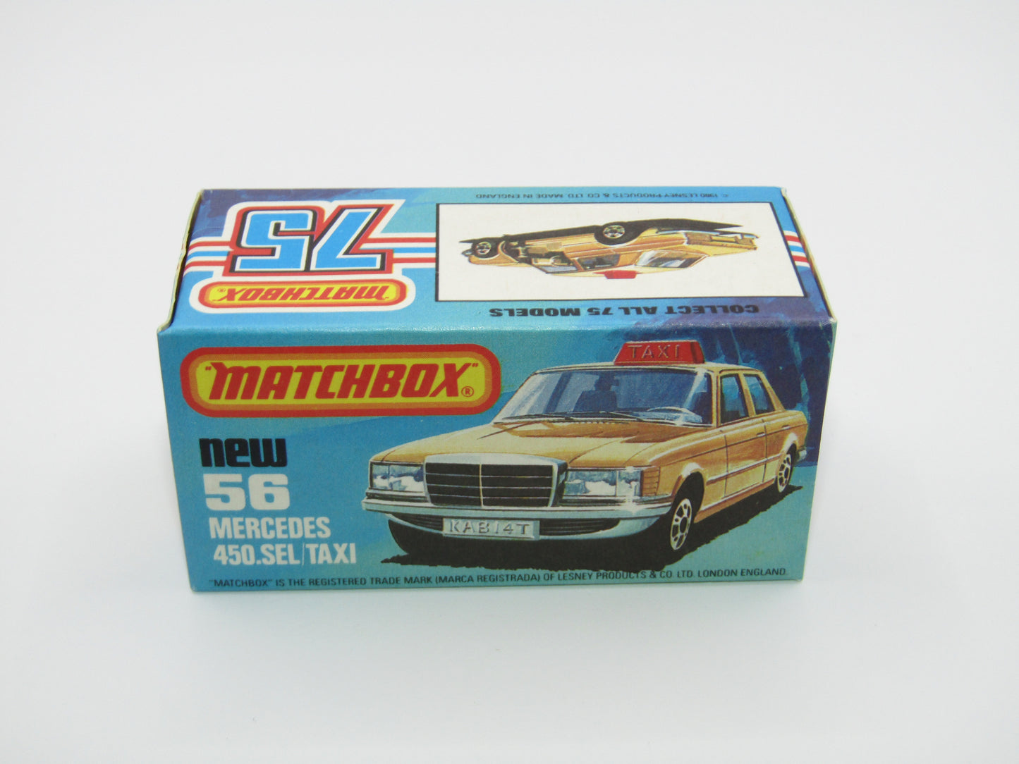 Matchbox Superfast 56D Mercedes 450SEL Taxi AMBER Win BROWN Interior