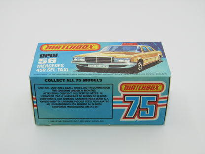Matchbox Superfast 56D Mercedes 450SEL Taxi AMBER Win BROWN Interior