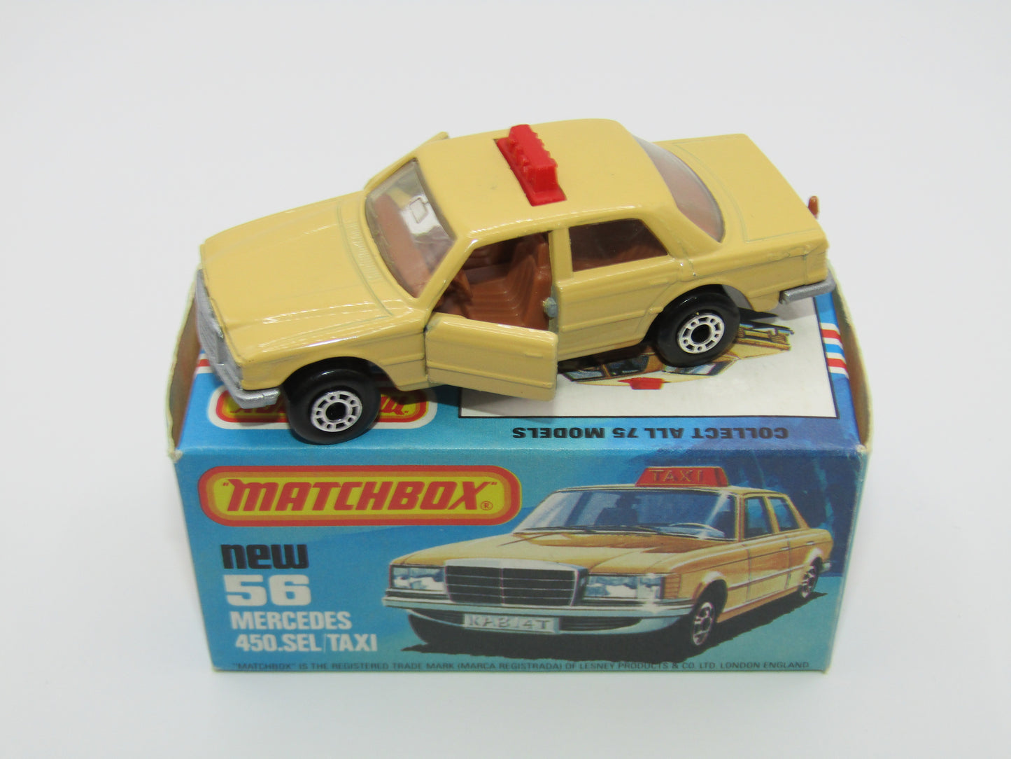 Matchbox Superfast 56D Mercedes 450SEL Taxi CHOCOLATE BROWN interior
