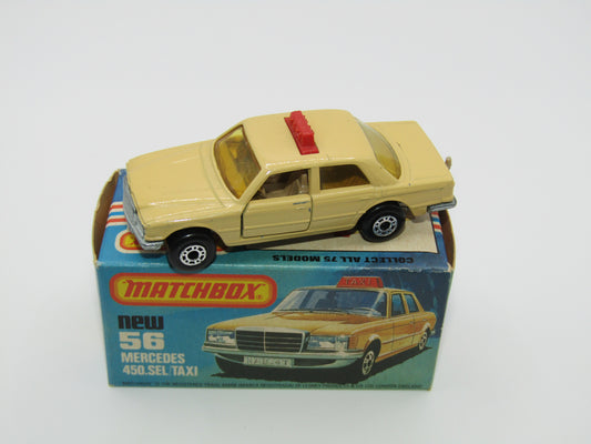 Matchbox Superfast 56D Mercedes 450SEL Taxi AMBER Windows Unp Base