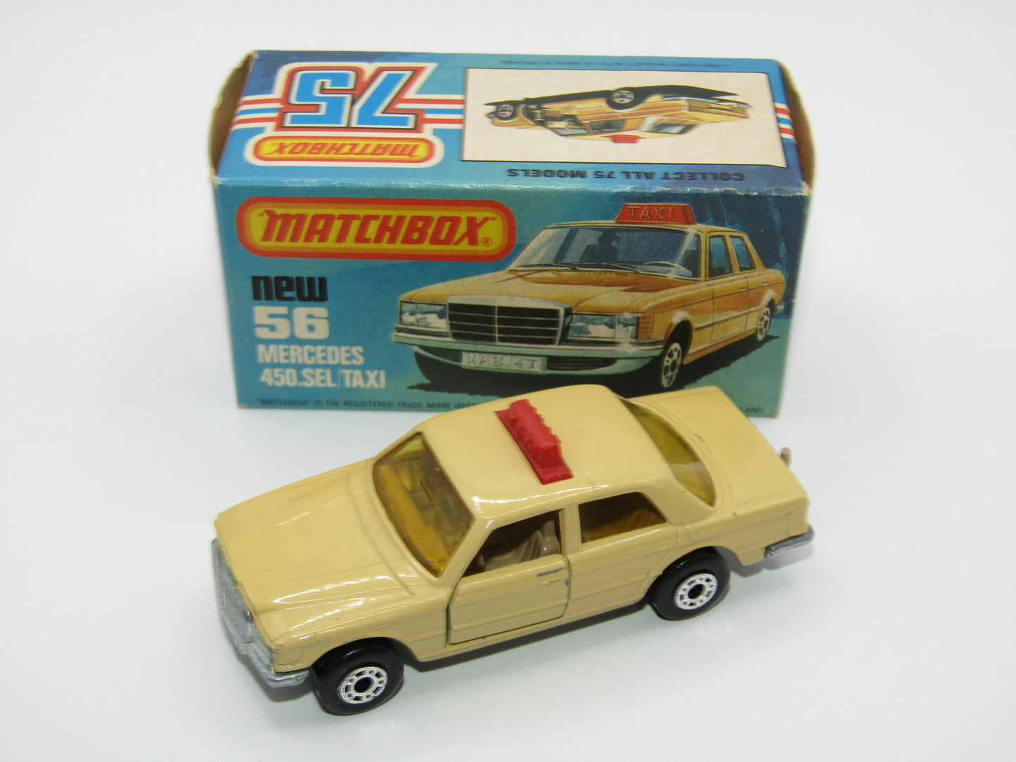 Matchbox Superfast 56D Mercedes 450SEL Taxi AMBER Windows Unp Base
