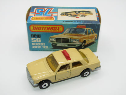 Matchbox Superfast 56D Mercedes 450SEL Taxi AMBER Windows Unp Base