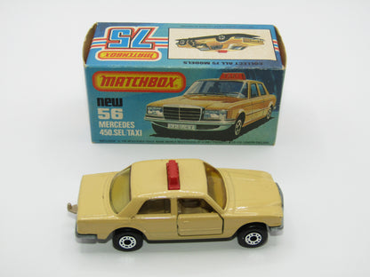 Matchbox Superfast 56D Mercedes 450SEL Taxi AMBER Windows Unp Base
