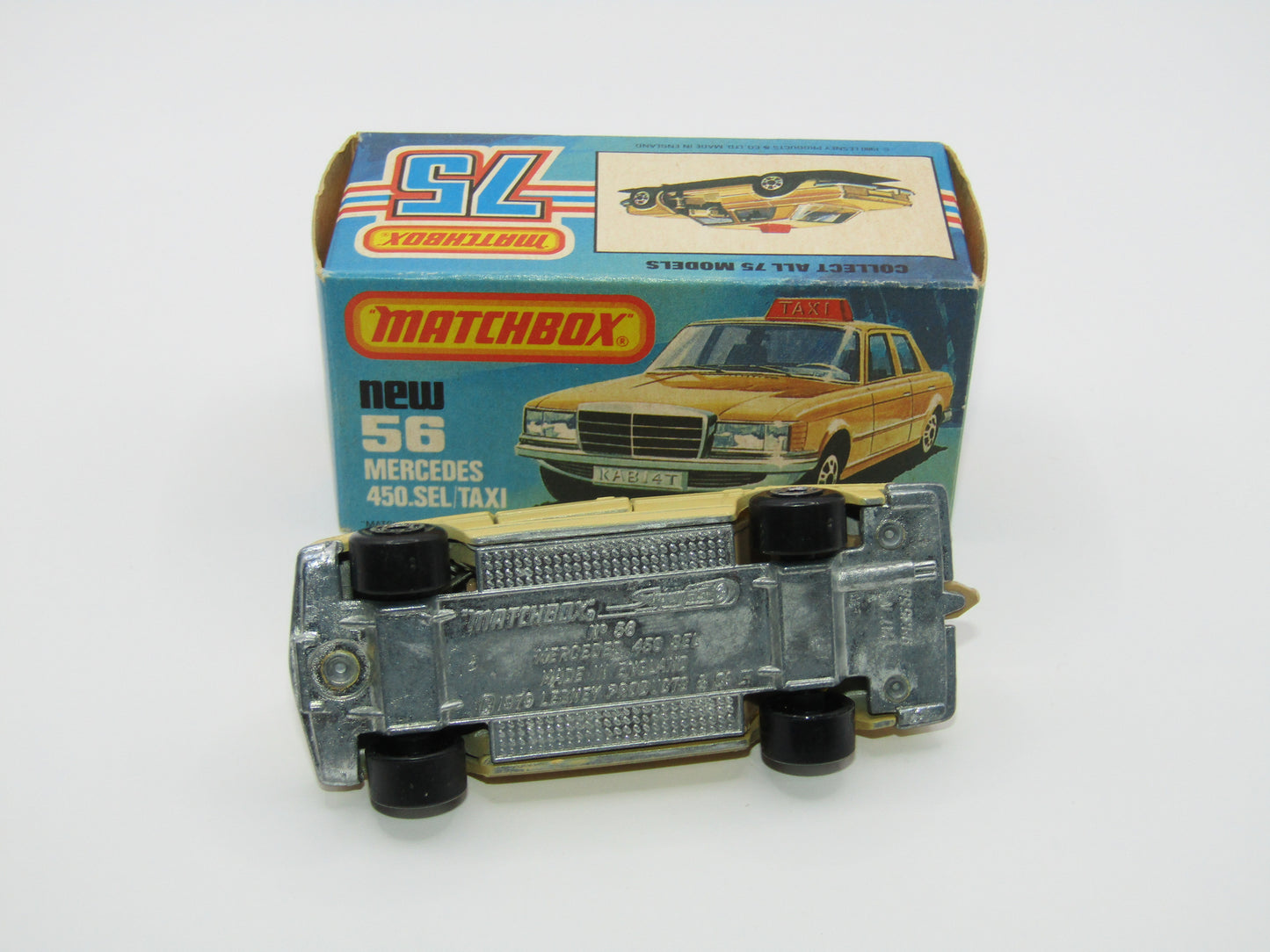 Matchbox Superfast 56D Mercedes 450SEL Taxi AMBER Windows Unp Base