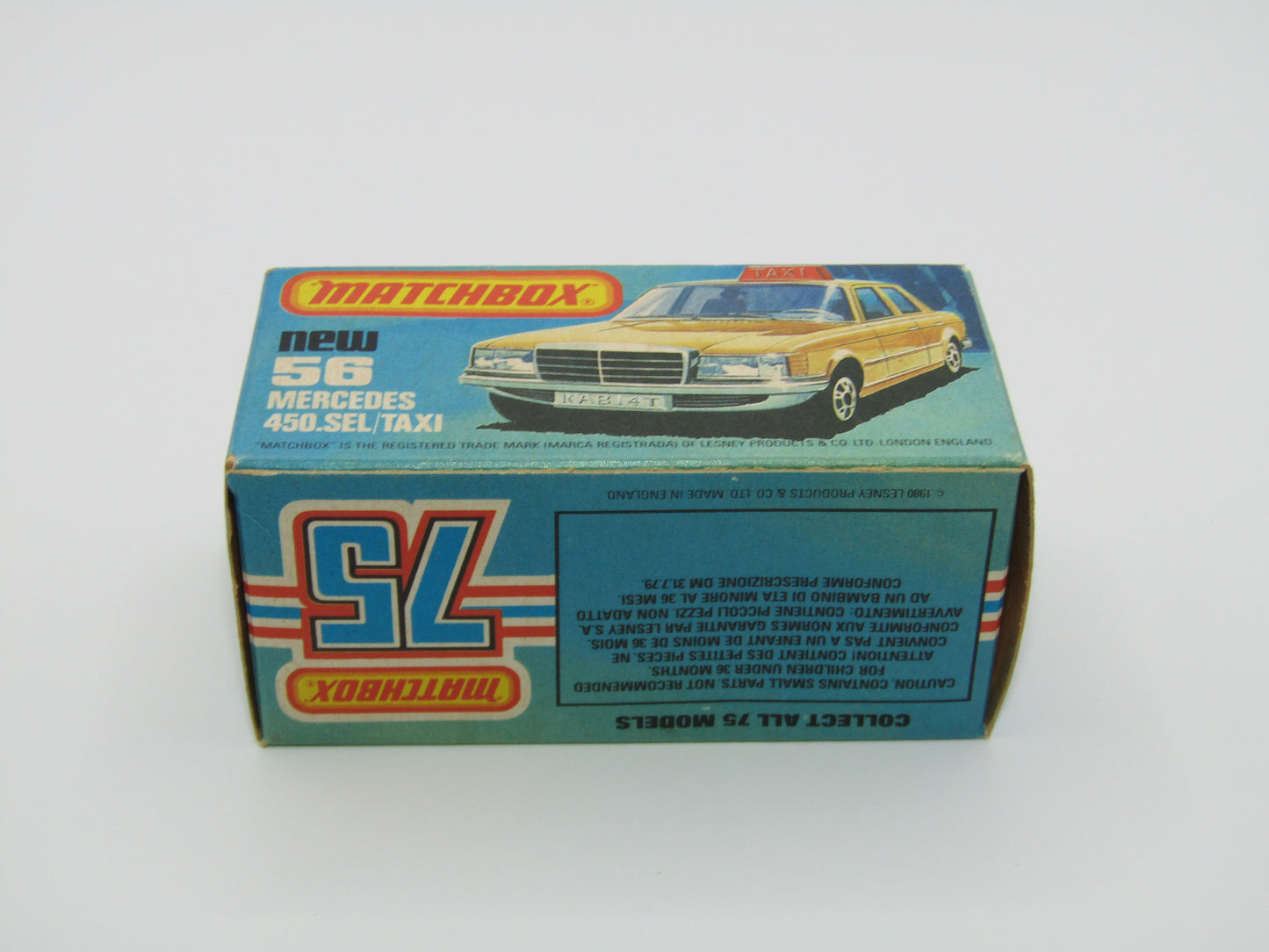 Matchbox Superfast 56D Mercedes 450SEL Taxi AMBER Windows Unp Base