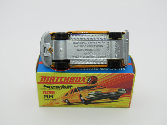 Matchbox Superfast 56A BMC 1800 Pininfarina Orange SILVER BASE