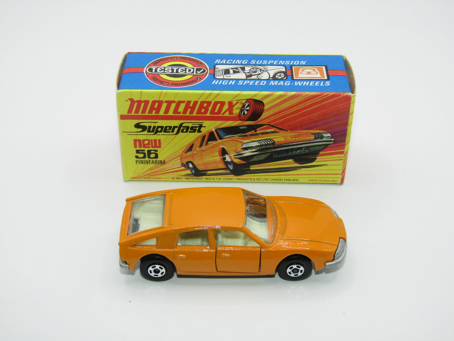 Matchbox Superfast 56A BMC 1800 Pininfarina Orange SILVER BASE