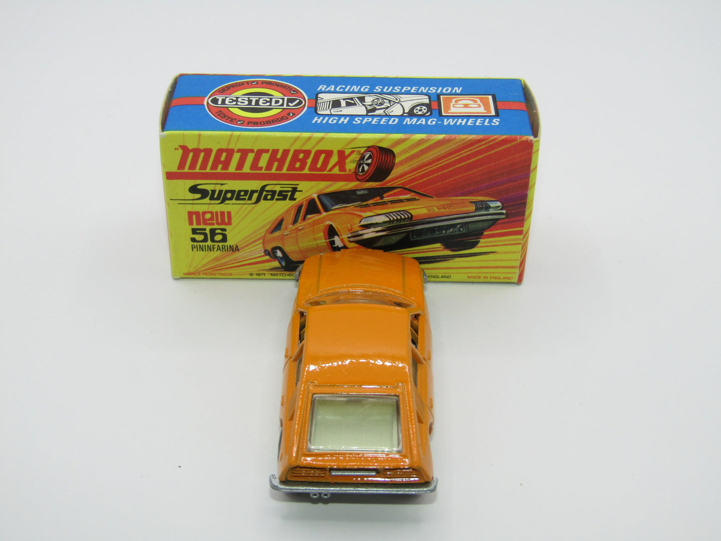 Matchbox Superfast 56A BMC 1800 Pininfarina Orange SILVER BASE