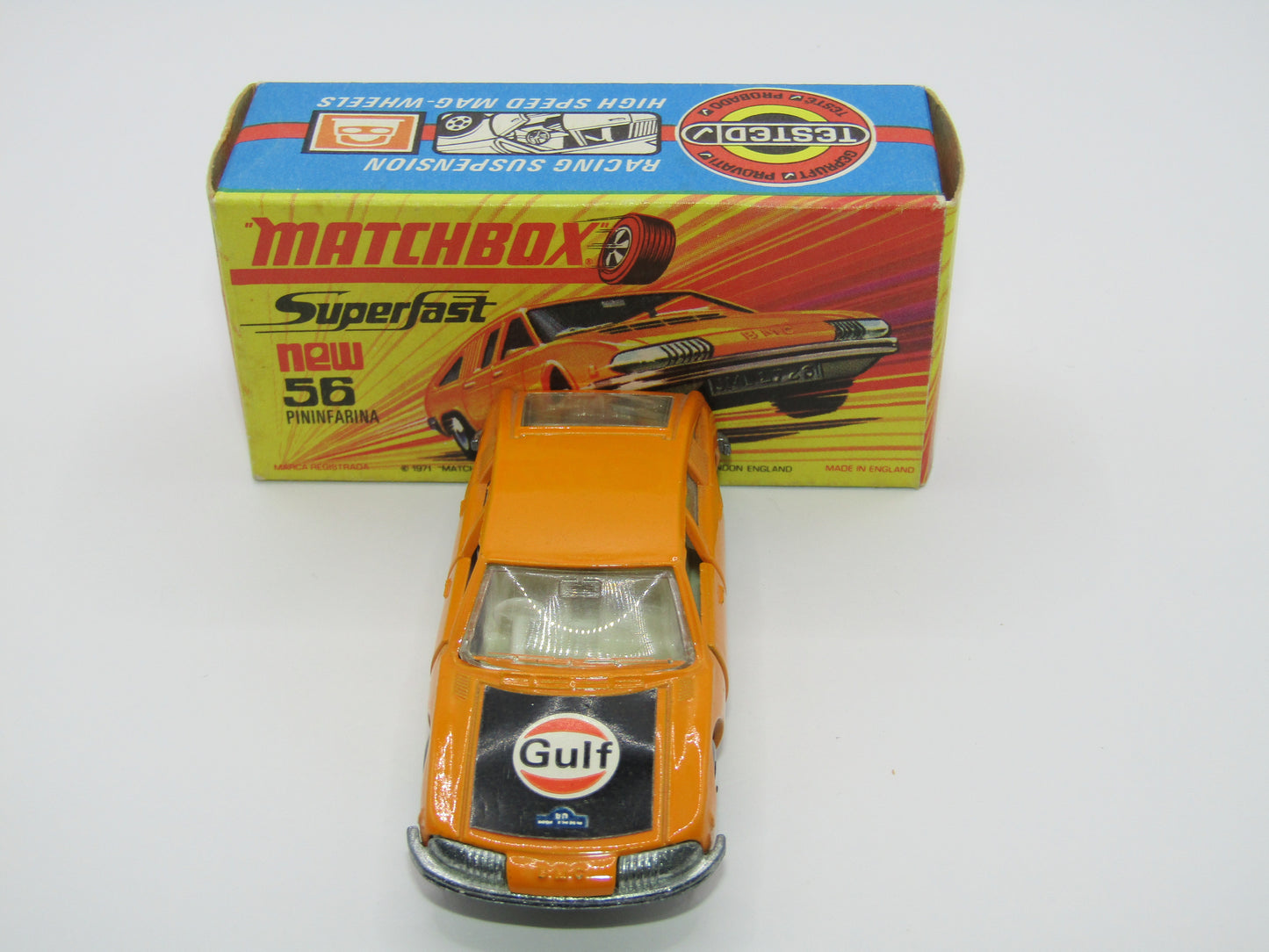 Matchbox Superfast 56A BMC 1800 Pininfarina Orange GULF Labels