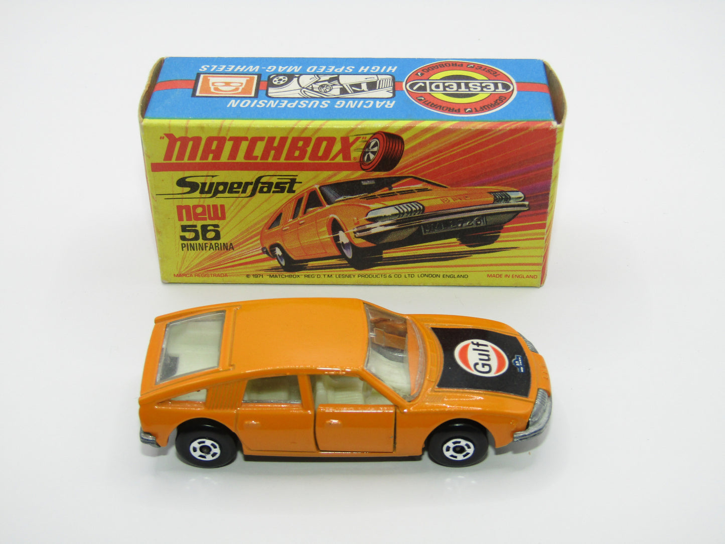 Matchbox Superfast 56A BMC 1800 Pininfarina Orange GULF Labels