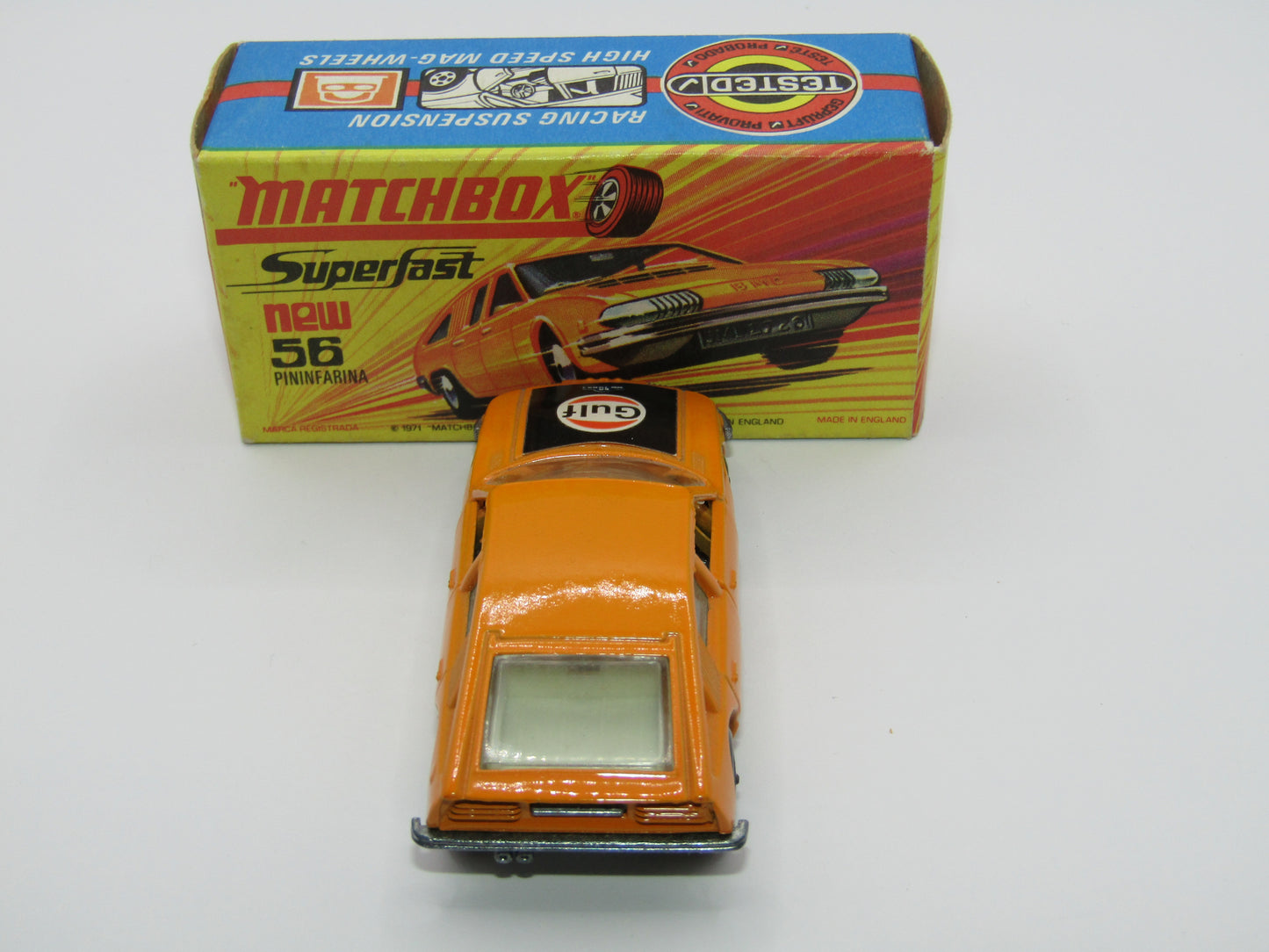 Matchbox Superfast 56A BMC 1800 Pininfarina Orange GULF Labels
