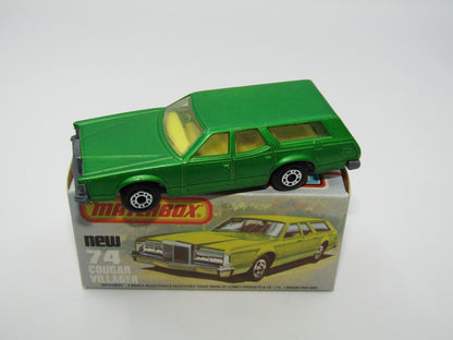 Matchbox Superfast 74C Cougar Villager DARK Matt Green Yellow Interior Clear Windows