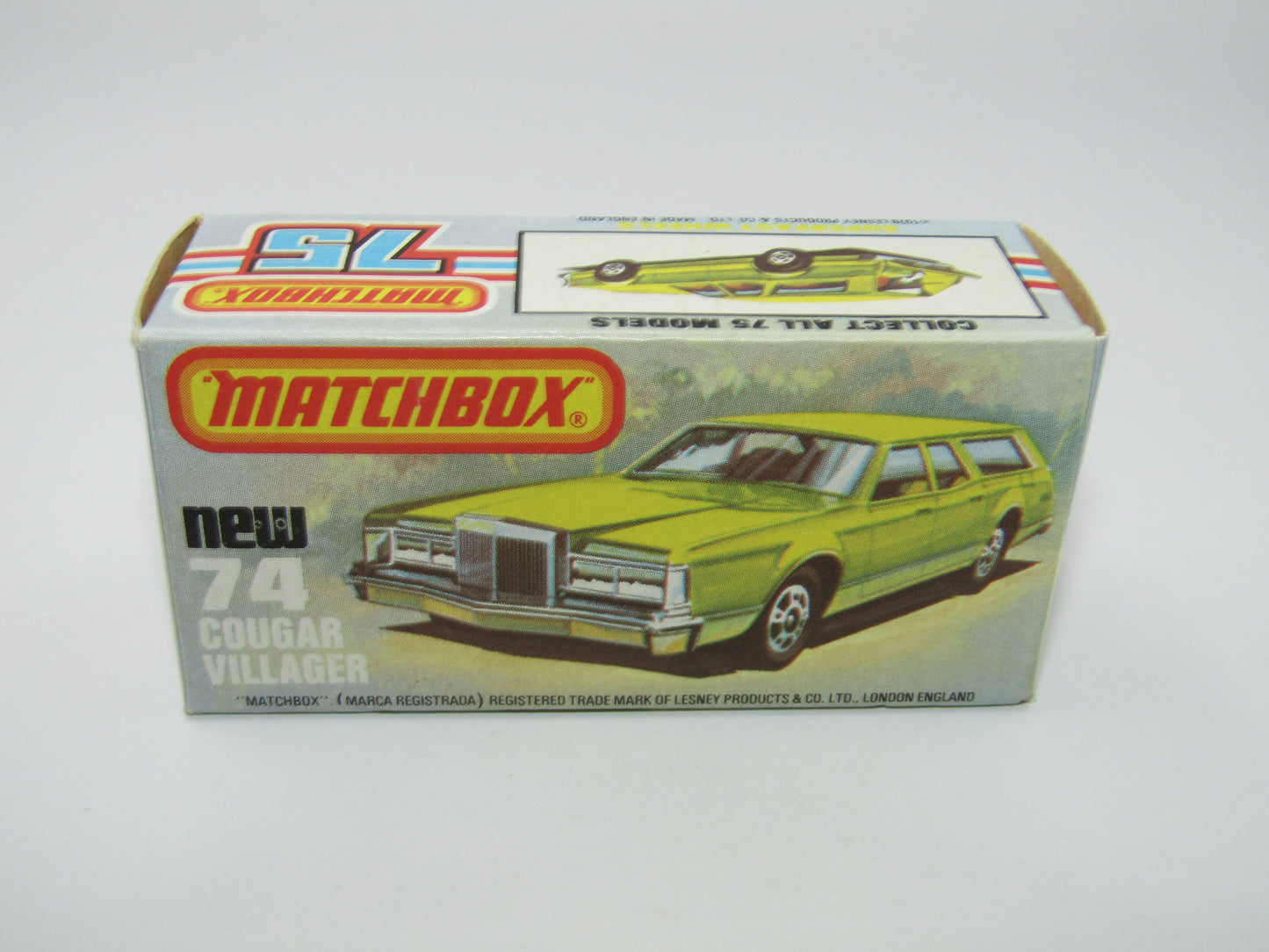 Matchbox Superfast 74C Cougar Villager DARK Matt Green Yellow Interior Clear Windows