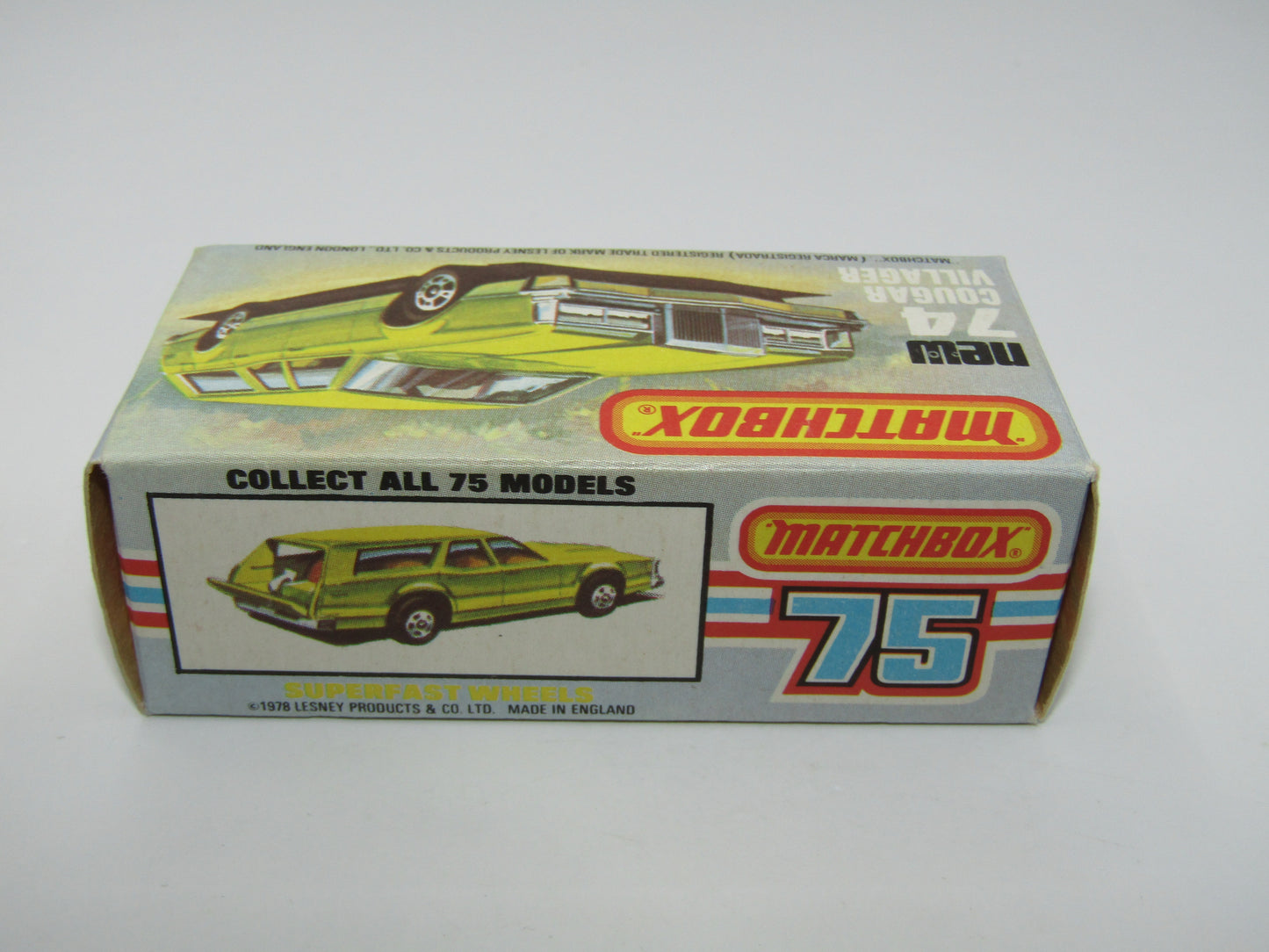 Matchbox Superfast 74C Cougar Villager DARK Matt Green Yellow Interior Clear Windows