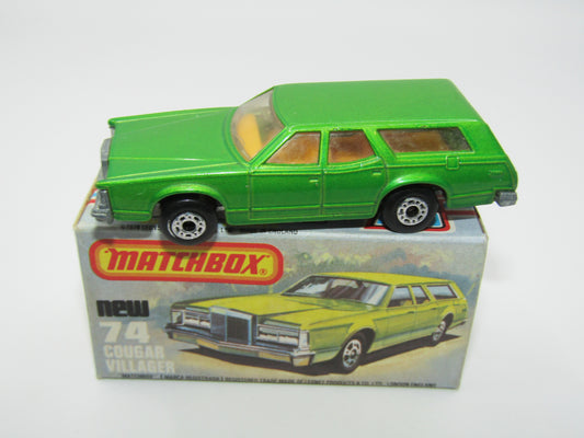 Matchbox Superfast 74C Cougar Villager Medium Metallic Green DARK YELLOW Interior Clear Windows