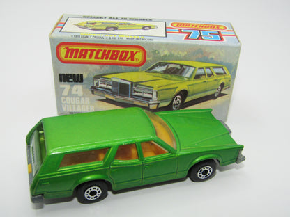 Matchbox Superfast 74C Cougar Villager Medium Metallic Green DARK YELLOW Interior Clear Windows