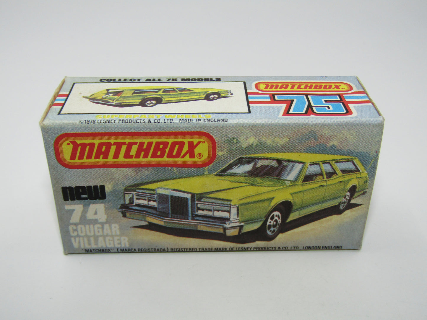 Matchbox Superfast 74C Cougar Villager Medium Metallic Green DARK YELLOW Interior Clear Windows